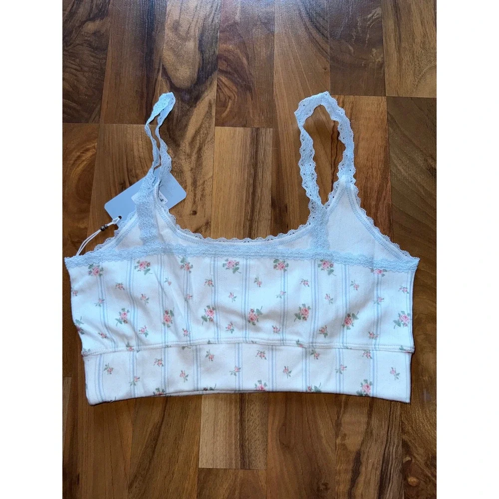 PJ Salvage lounge bra Womens‎ S White NEW Floral Pointelle Lace Trim Sleepwear